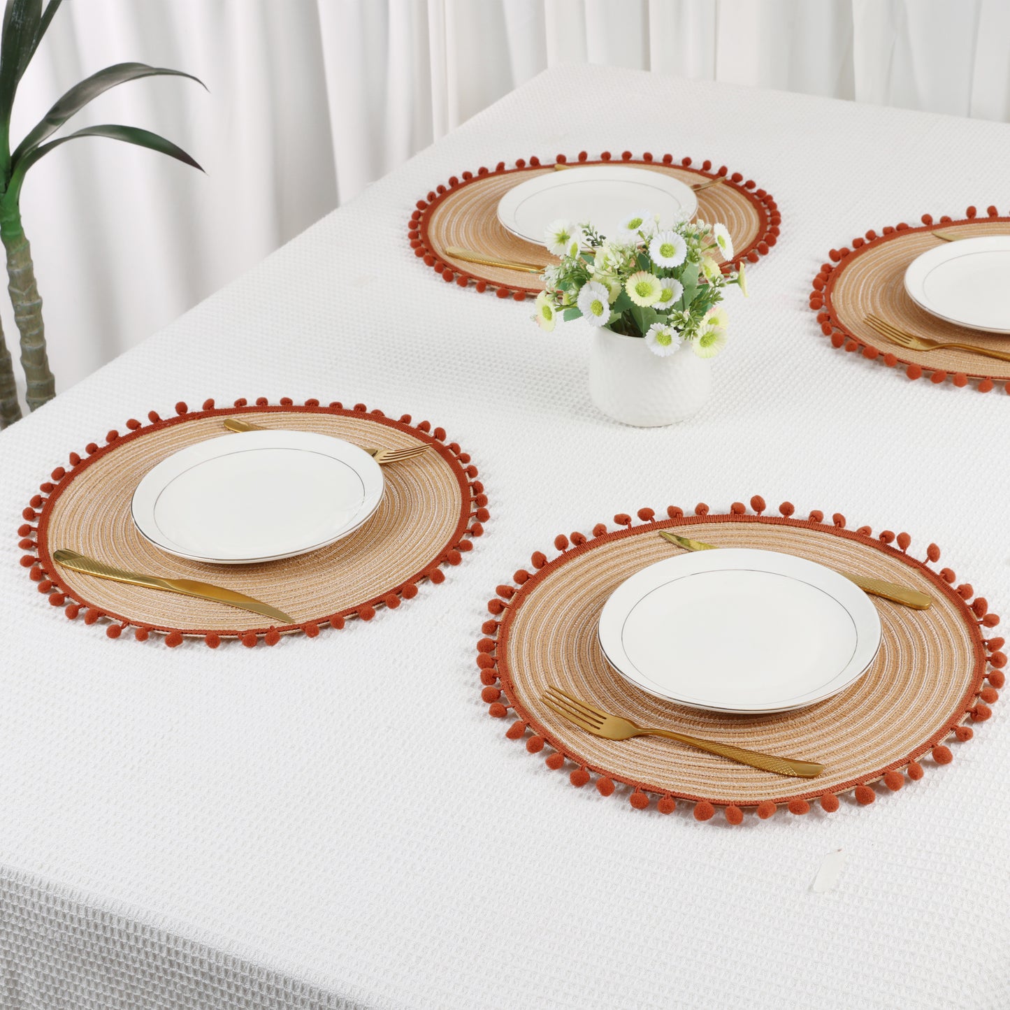 Placemats Set of 6 Polyester for Kitchen Dining Table Decor Heat Resistant 15*15in