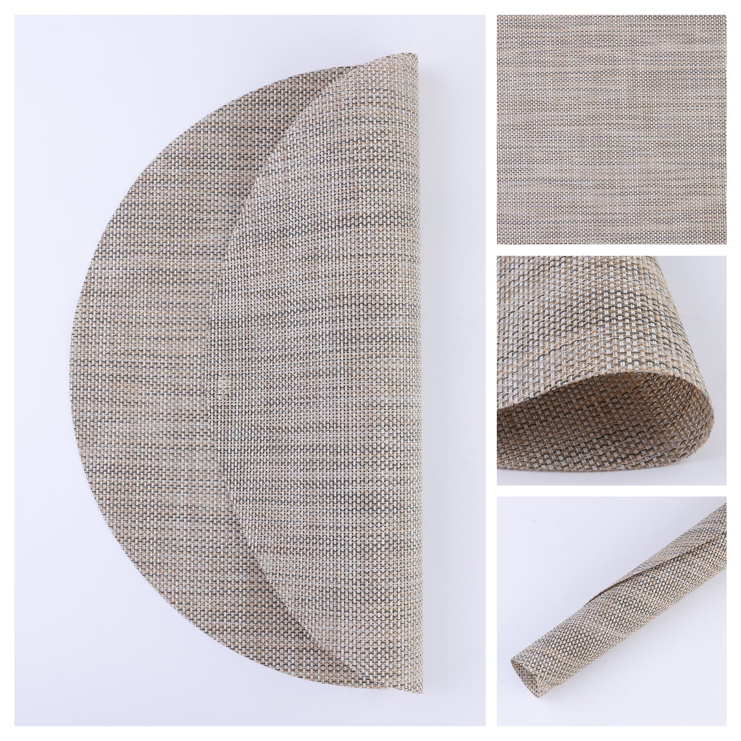 Placemats Set of 6 Round PVC for Kitchen Dining Table Decor Washable 14*14in