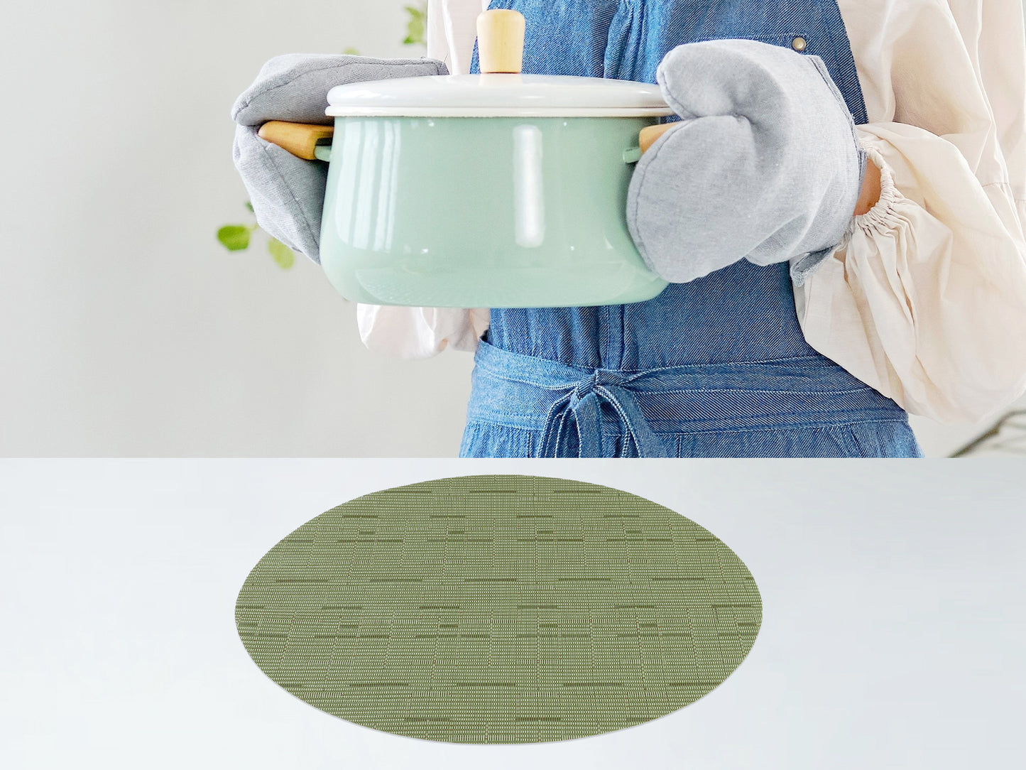 Round Placemats Set of 6 PVC for Kitchen Dining Table Decor Wipeable 14*14in