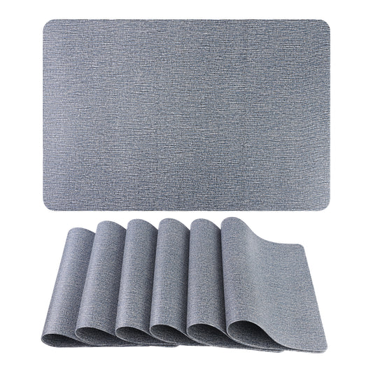 Solid Placemats Set of 6 PVC for Kitchen Dining Table Decor Washable 18*12in