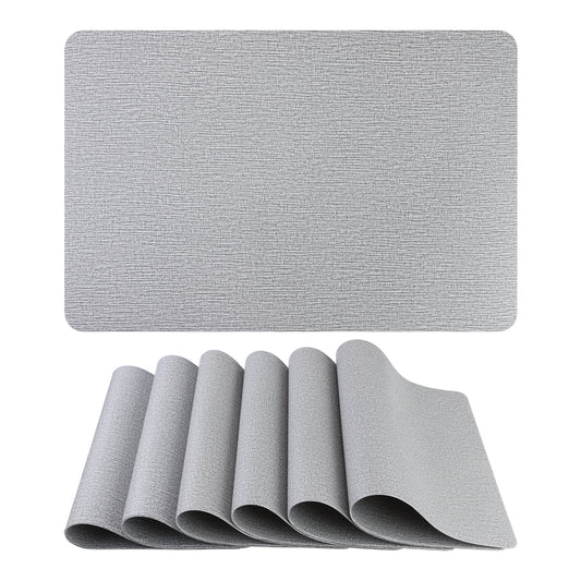 Solid Placemats Set of 6 PVC for Kitchen Dining Table Decor Washable 18*12in
