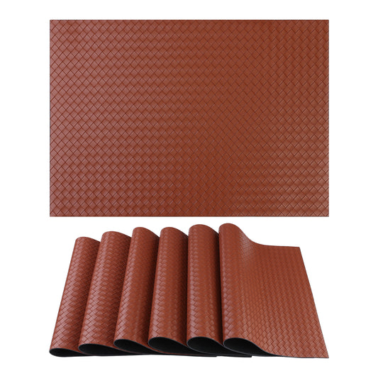 Placemats Set of 6 Leather for Kitchen Dining Table Decor Heat Resistant 17*12in