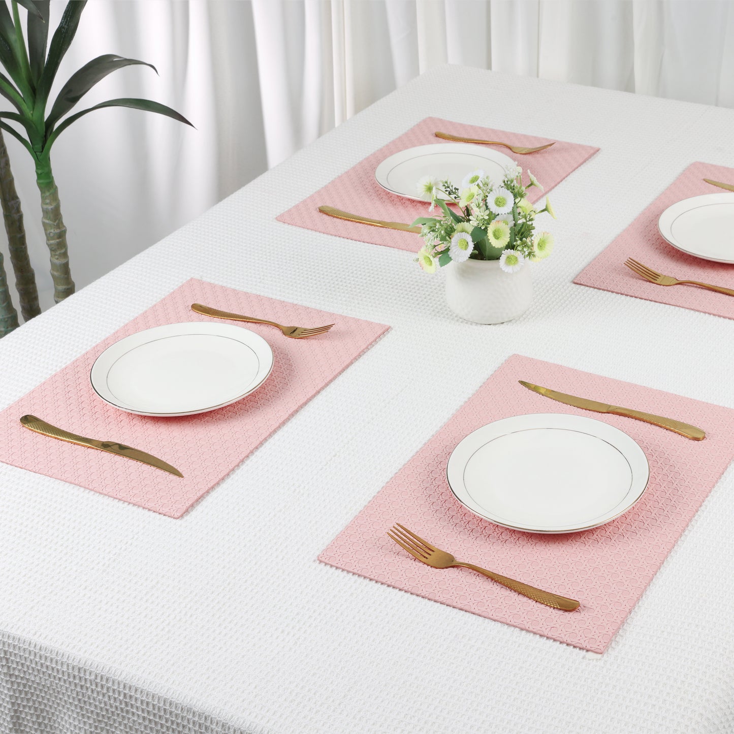 Placemats Set of 6 Woven for Dining Table Decor Indoor Outdoor Washable 17*12in