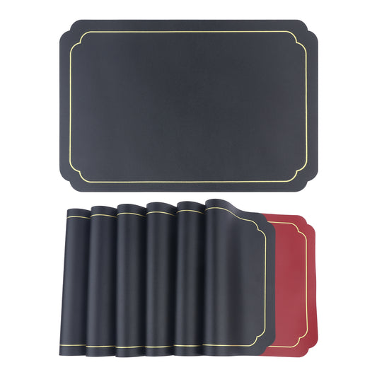 Placemats Set of 6 Leather for Kitchen Dining Table Decor Washable Heat Resistant 18*12in