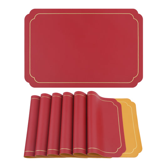 Placemats Set of 6 Leather for Kitchen Dining Table Decor Washable Heat Resistant 18*12in
