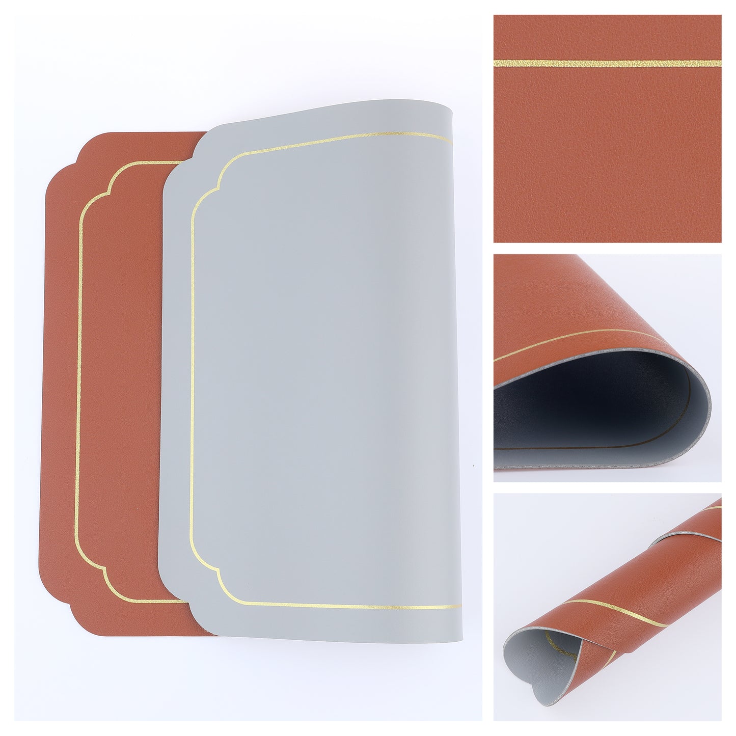 Placemats Set of 6 Leather for Kitchen Dining Table Decor Washable Heat Resistant 18*12in