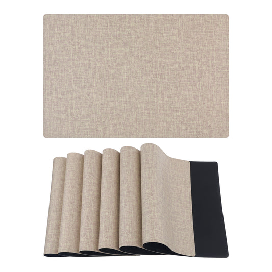 Placemats Set of 6 PU for Kitchen Dining Table Decor Washable Heat Resistant 18*12in