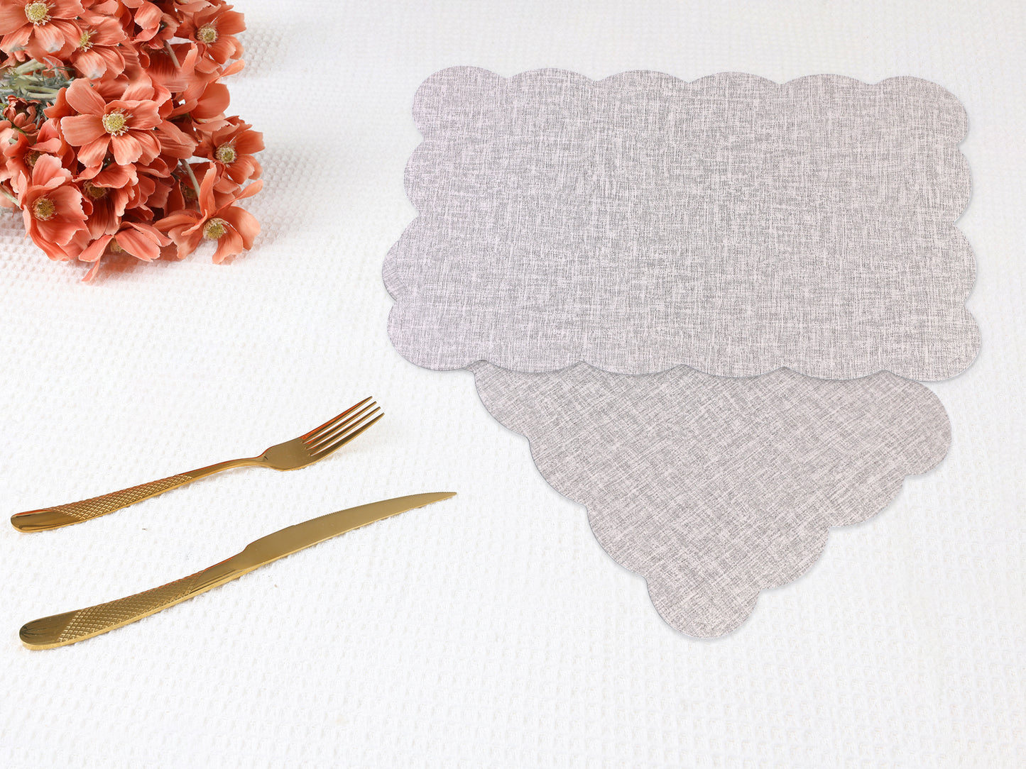 Juego de 6 manteles individuales con volantes para decoración de mesa de cocina y comedor, 45,7 x 30,5 cm
