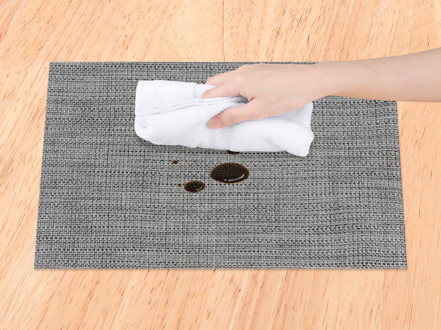 Placemats Set of 6 PVC Solid for Dining Table Decor Washable 18*12in