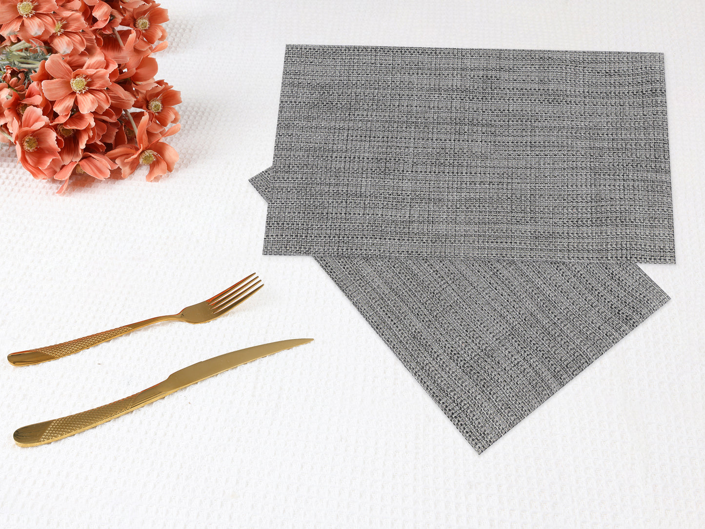 Placemats Set of 6 PVC Solid for Dining Table Decor Washable 18*12in