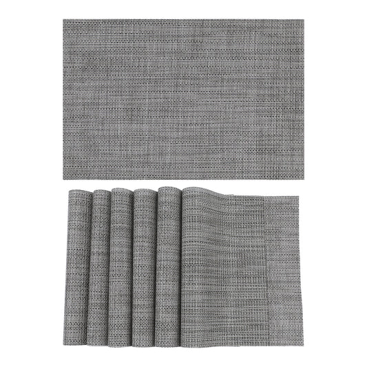 Placemats Set of 6 PVC Solid for Dining Table Decor Washable 18*12in