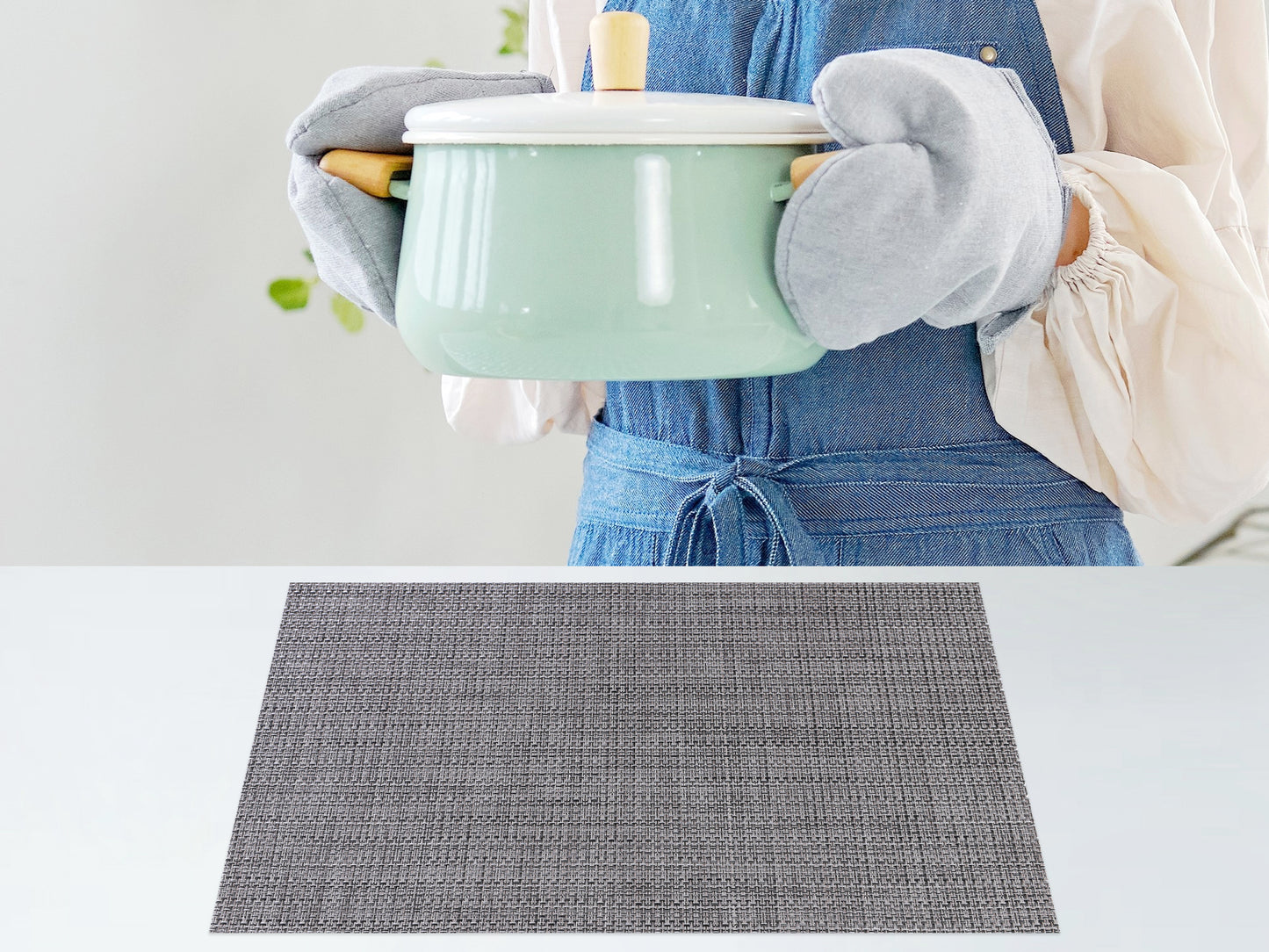 Placemats Set of 6 PVC Solid for Dining Table Decor Washable 18*12in