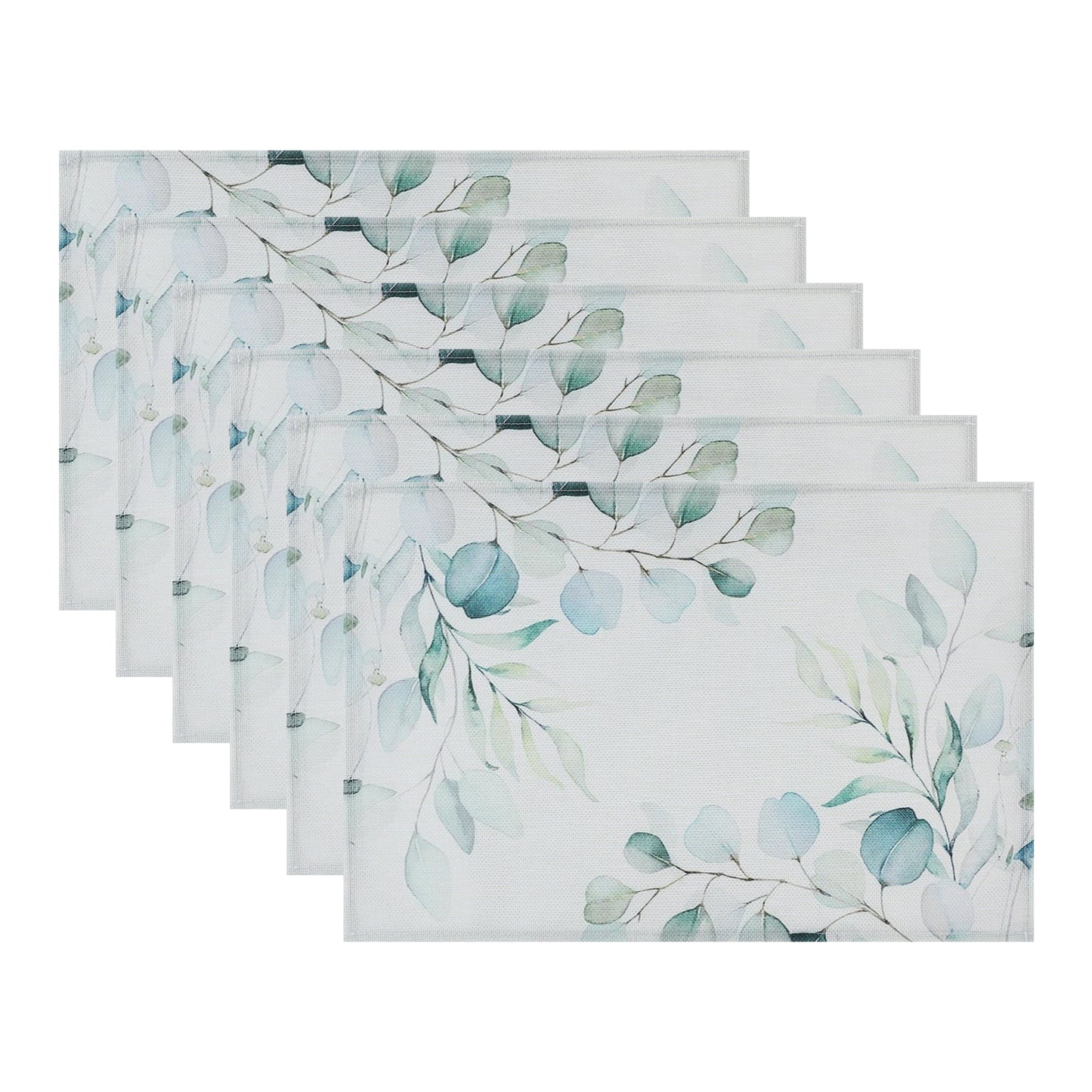 Farmhouse Leaf Placemats Set of 6 Linen for Dining Table Decor Washable Wipe Clean 18*12in