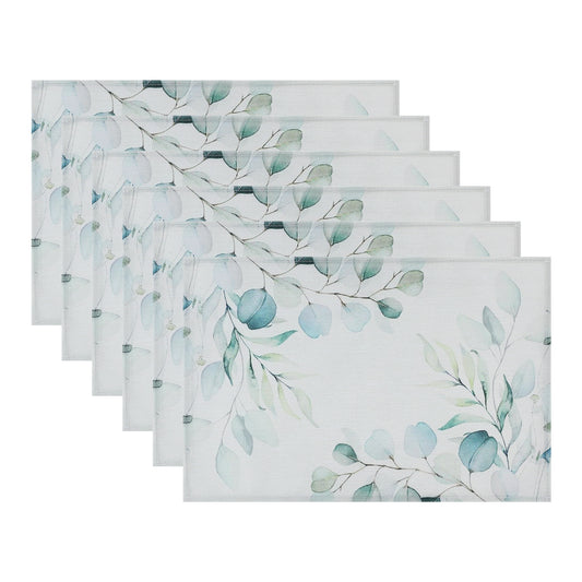 Farmhouse Leaf Placemats Set of 6 Linen for Dining Table Decor Washable Wipe Clean 18*12in
