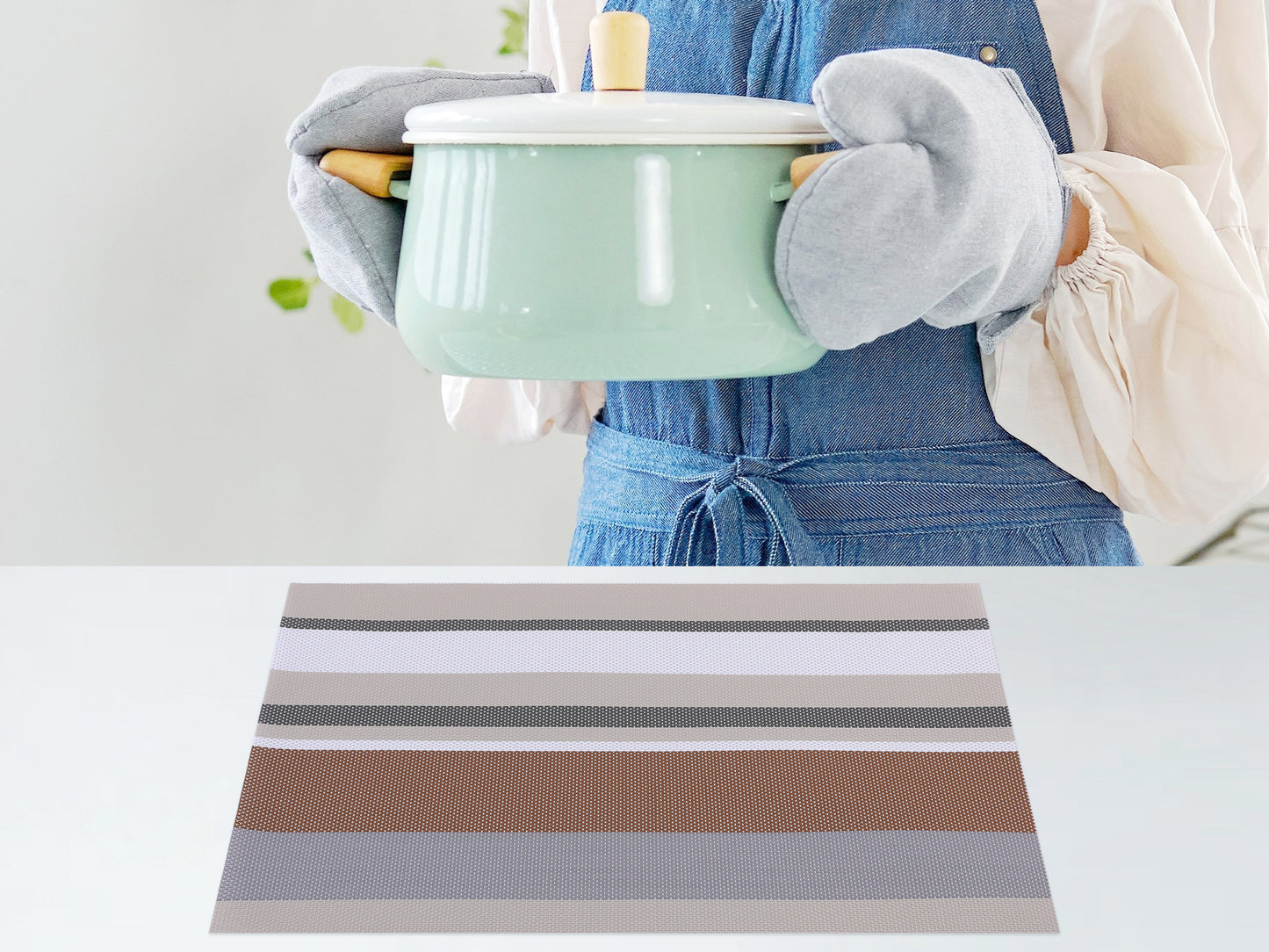 Morden Placemats Set of 6 PVC for Dining Table Decor Wipe Clean 18*12in