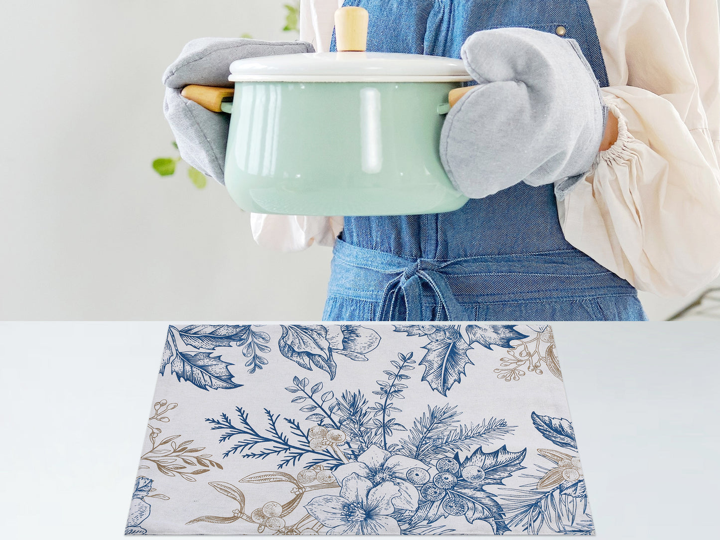 Farmhouse Set of 4 Polyester Placemats for Dining Table Decor Washable 18*13in