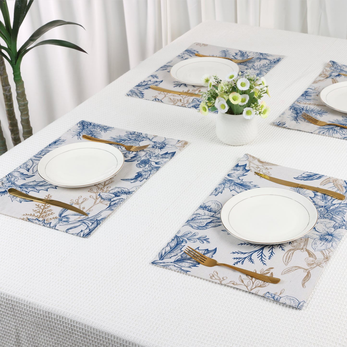 Farmhouse Set of 4 Polyester Placemats for Dining Table Decor Washable 18*13in