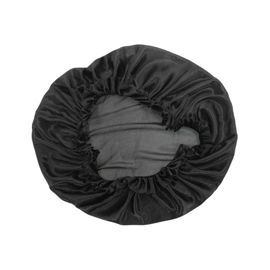 2 Pcs Women Durable Stretcht Shower Cap for Hotel Travel Black