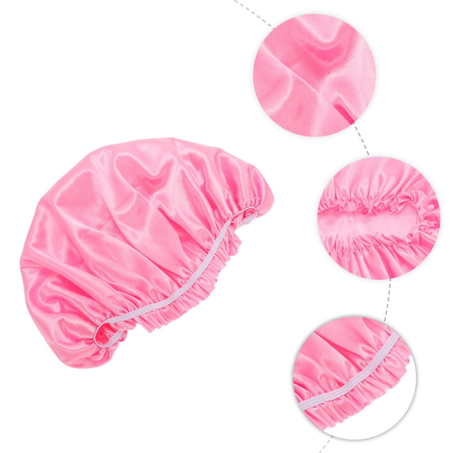 2 Pcs Women Durable Stretcht Shower Cap for Hotel Travel Pink