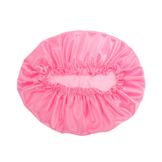 2 Pcs Women Durable Stretcht Shower Cap for Hotel Travel Pink
