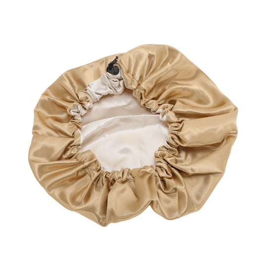 1 Pc Women Adjustable Double Layer Shower Cap for Business Travel Champagne