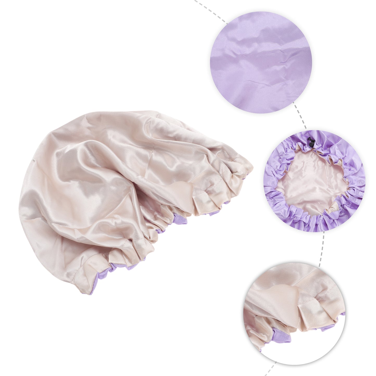 1 Pc Women Adjustable Double Layer Shower Cap for Business Travel Light Purple