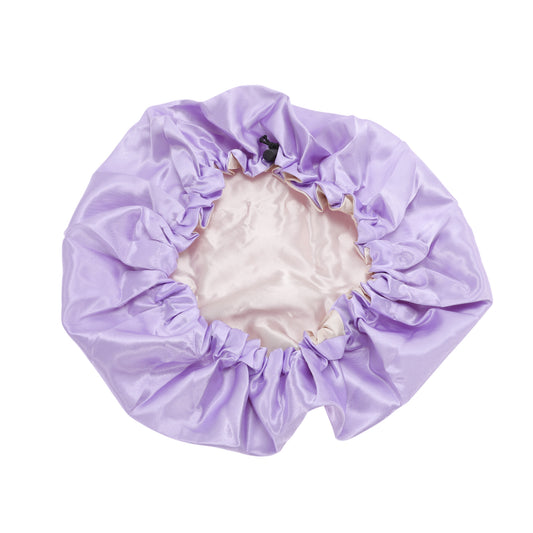 1 Pc Women Adjustable Double Layer Shower Cap for Business Travel Light Purple