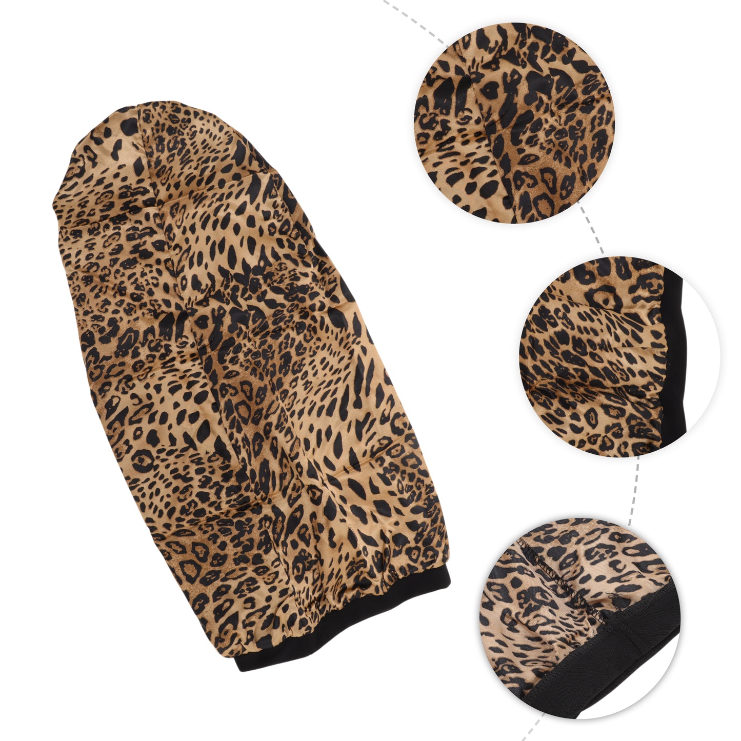 1 Pc Women Adjustable Double Layer Shower Cap for Business Travel Black Leopard