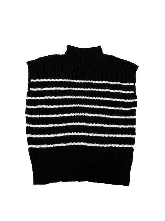Women's Sleeveless Mock Neck Striped Sweater Vest Casual Cap Sleeve Knit Pullover Tank Top