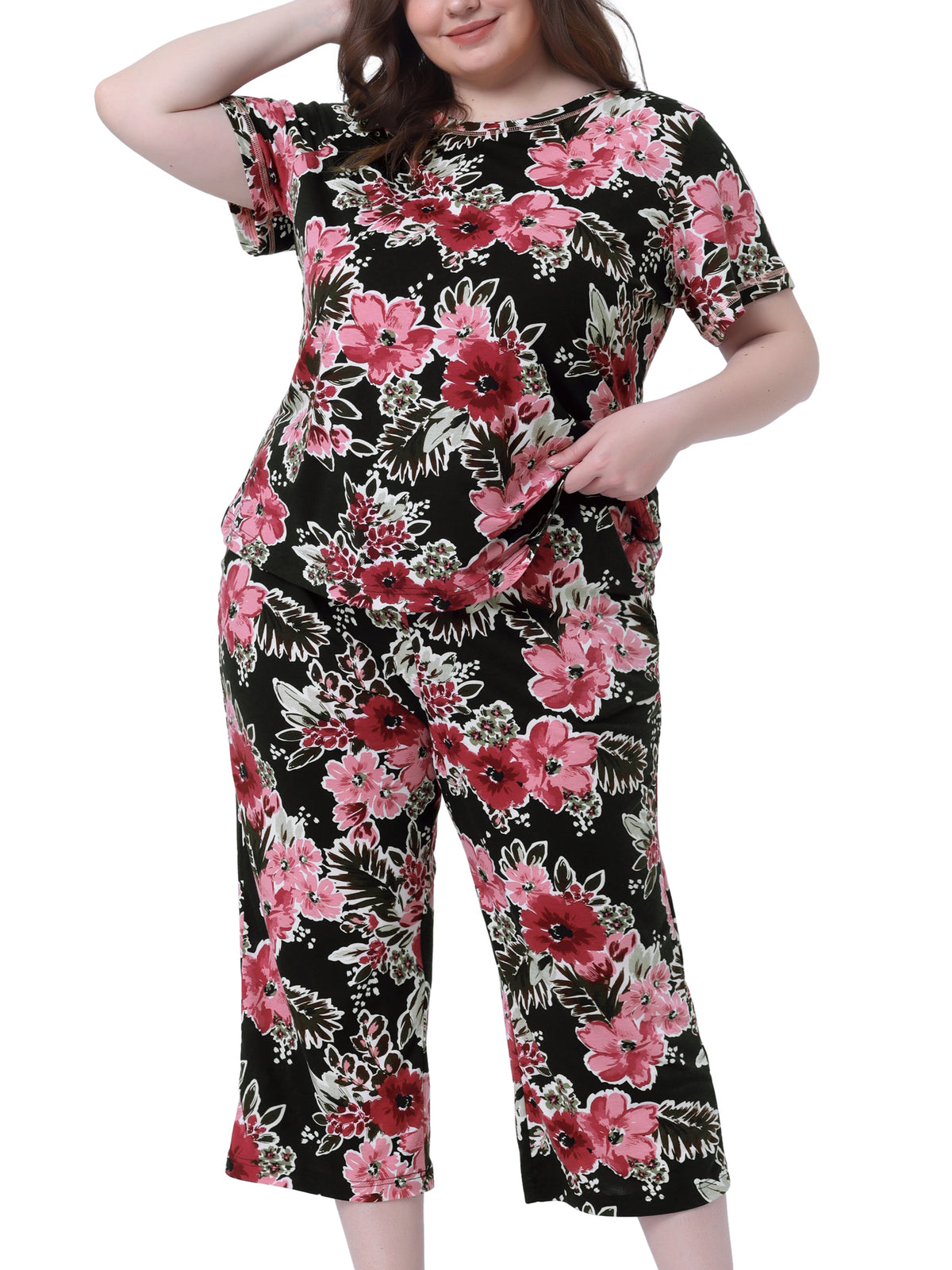 [PACK SALES] Women's Plus Size 2 Pieces Pajama Set Short Sleeve Sleepwear Soft Sleepwear Lounge Set Loungewear