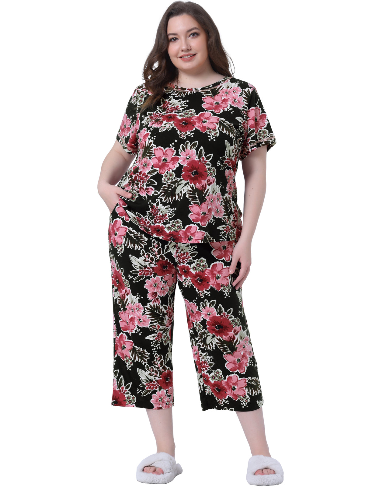[PACK SALES] Women's Plus Size 2 Pieces Pajama Set Short Sleeve Sleepwear Soft Sleepwear Lounge Set Loungewear