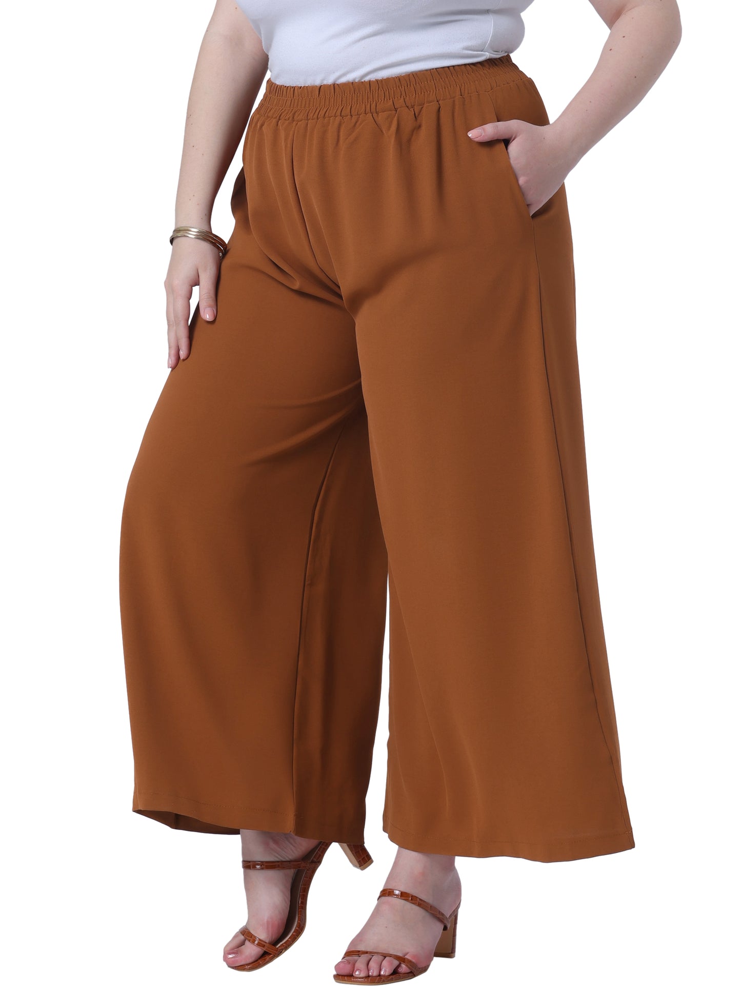 Women Plus Size Palazzo Pants Wide Leg with Pockets Casual Summer Pants