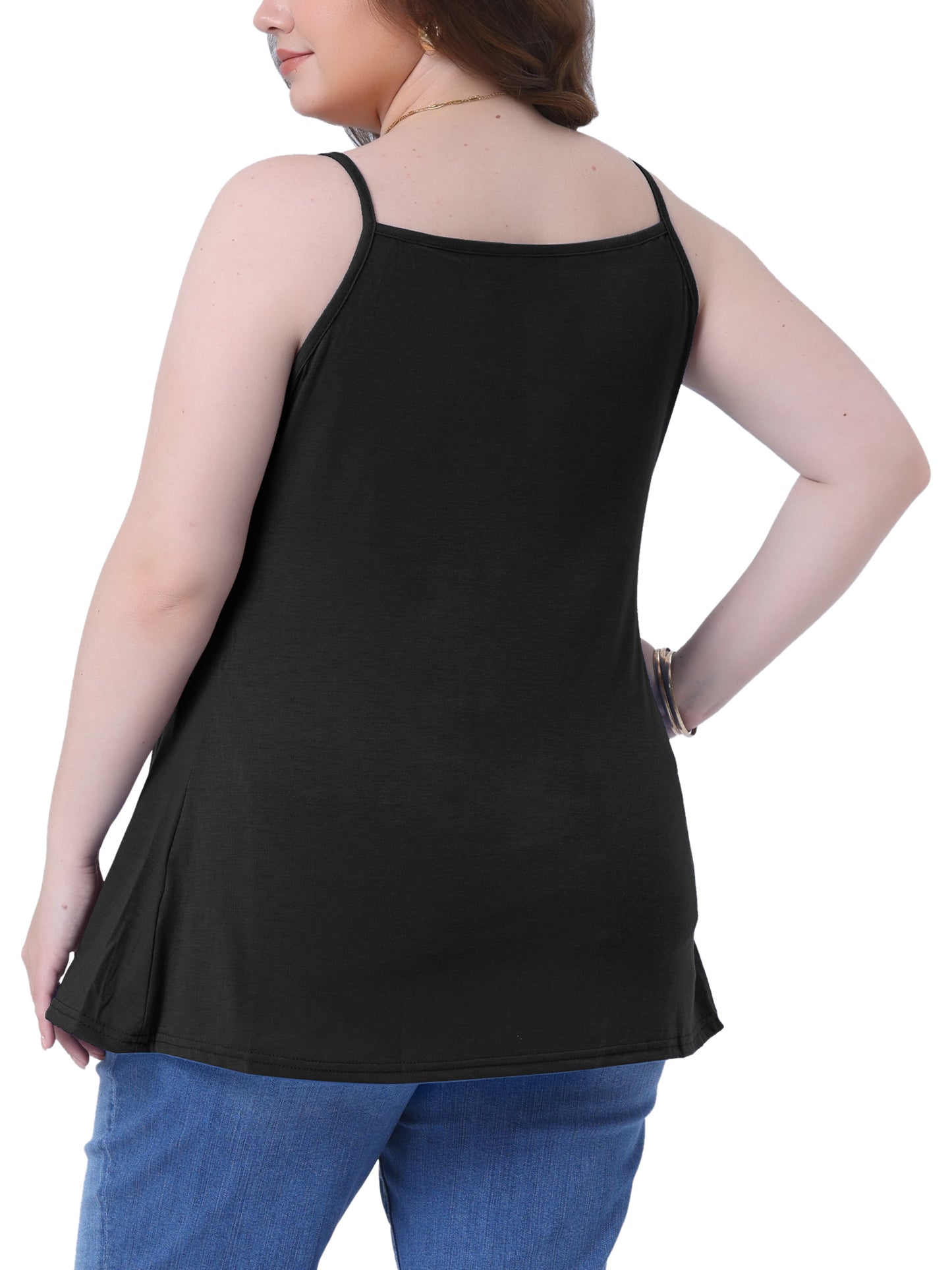 Women's Plus Size Summer Casual Tank Tops Button V Neck Pleated Camisoles Cami Top