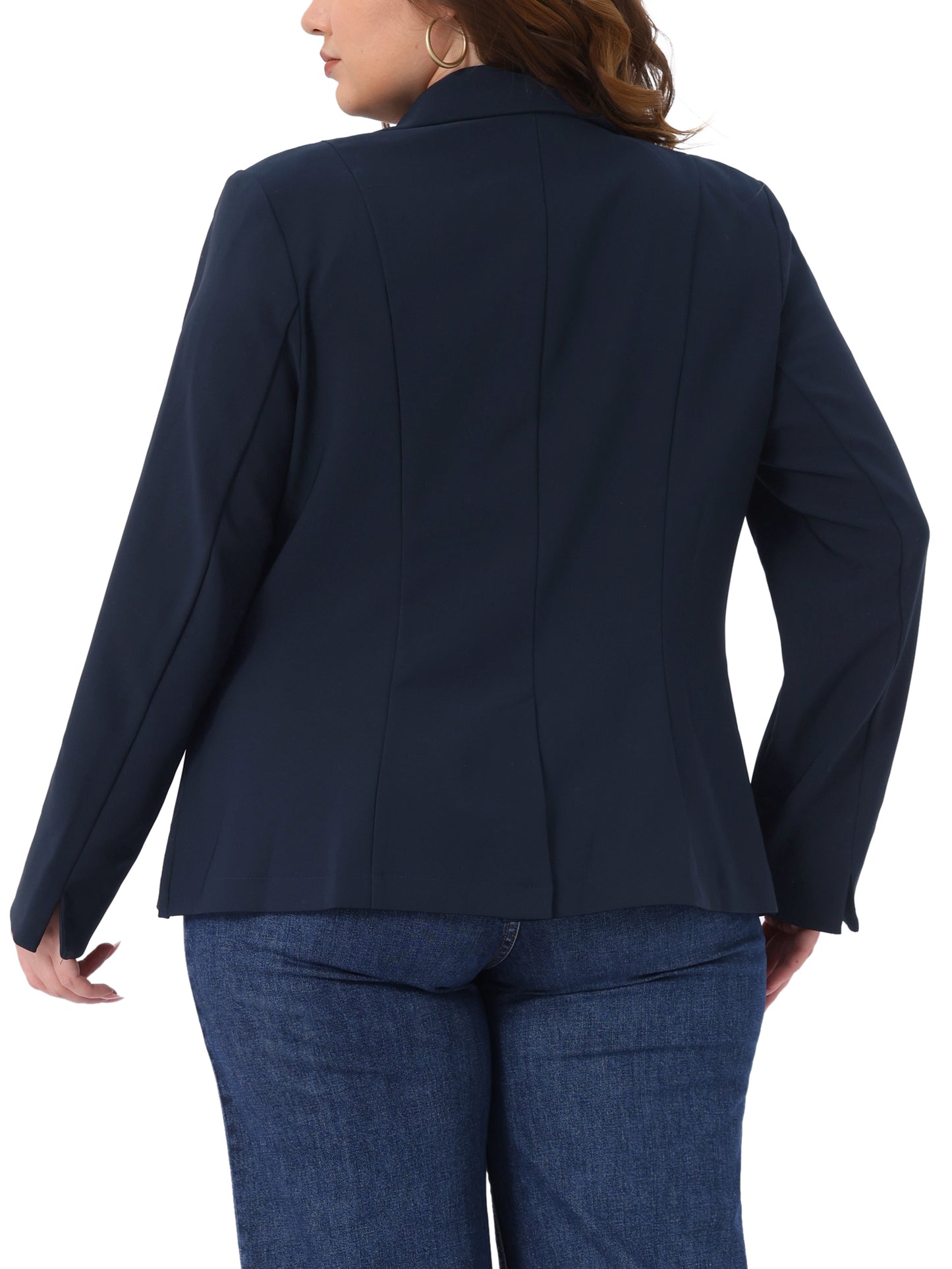 Women Plus Size Business Casual Long Sleeve Lapel Pockets Open Front Suit Jackets Work Blazer