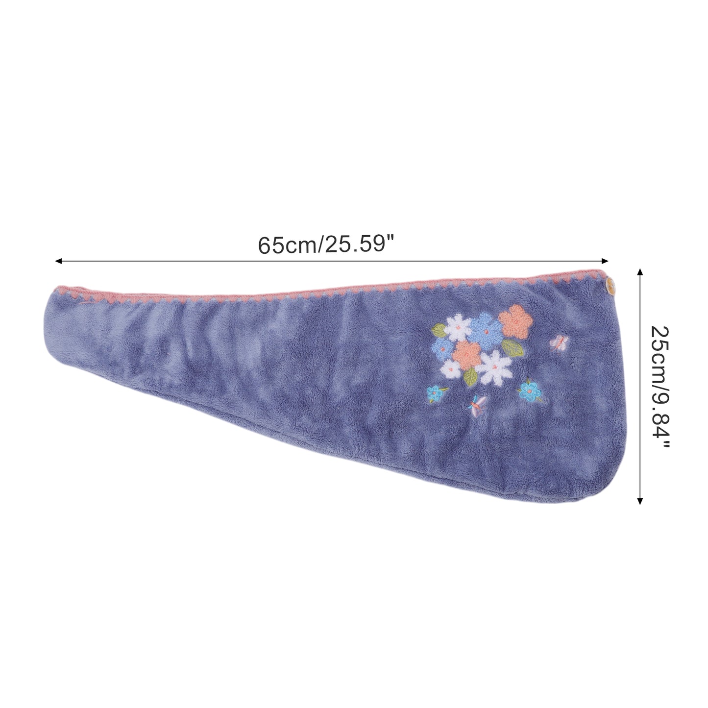 1 Pc Women Soft Embroidery Hair Drying Towel for Bathroom Dark Purple