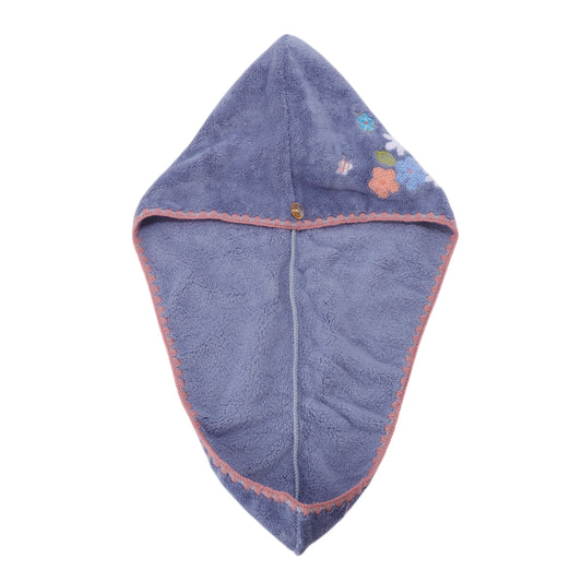 1 Pc Women Soft Embroidery Hair Drying Towel for Bathroom Dark Purple