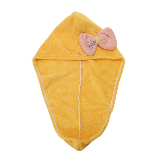 1 Pc Women Soft Bow-knot Hair Drying Towel for Bathroom Yellow