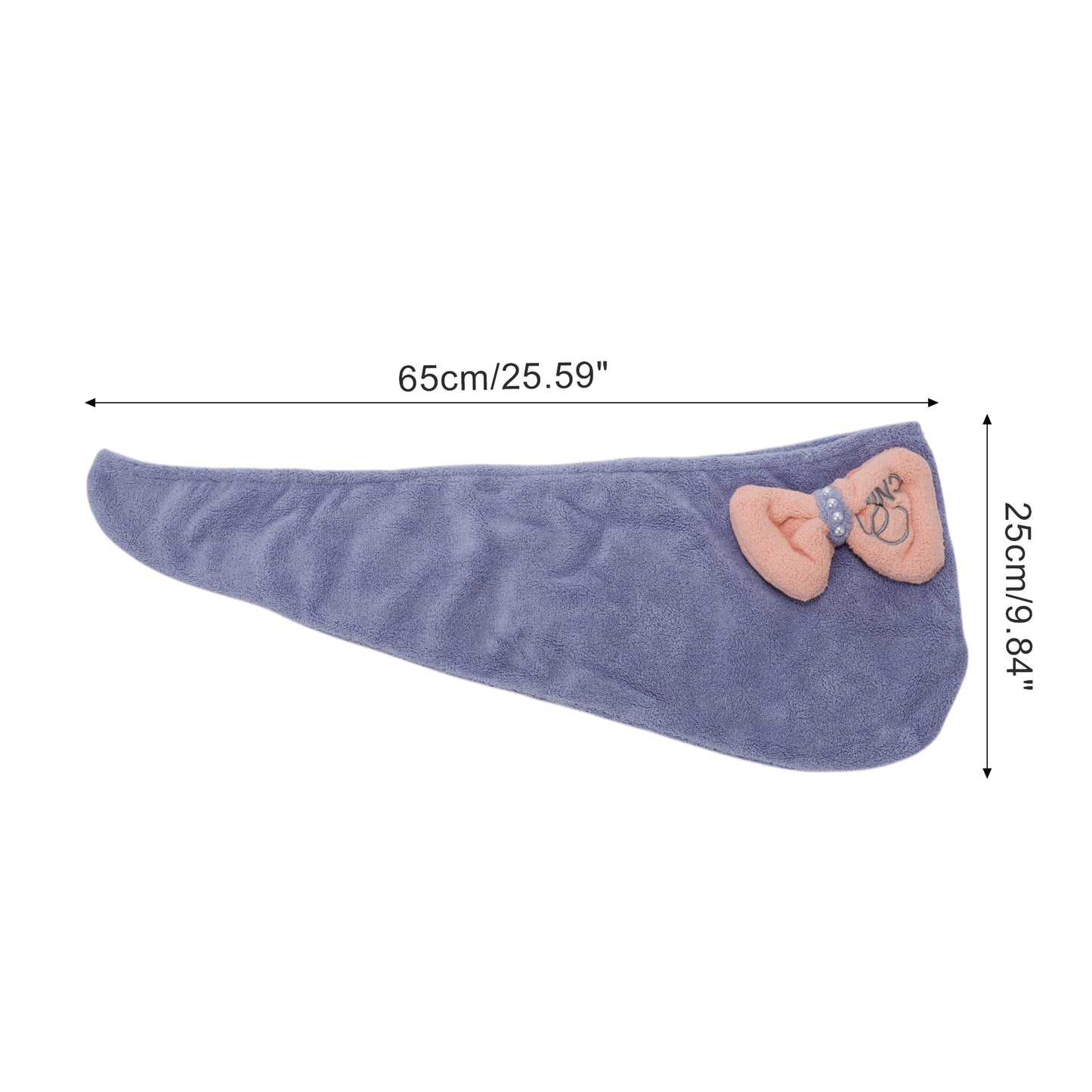1 Pc Women Soft Bow-knot Hair Drying Towel for Bathroom Dark Blue