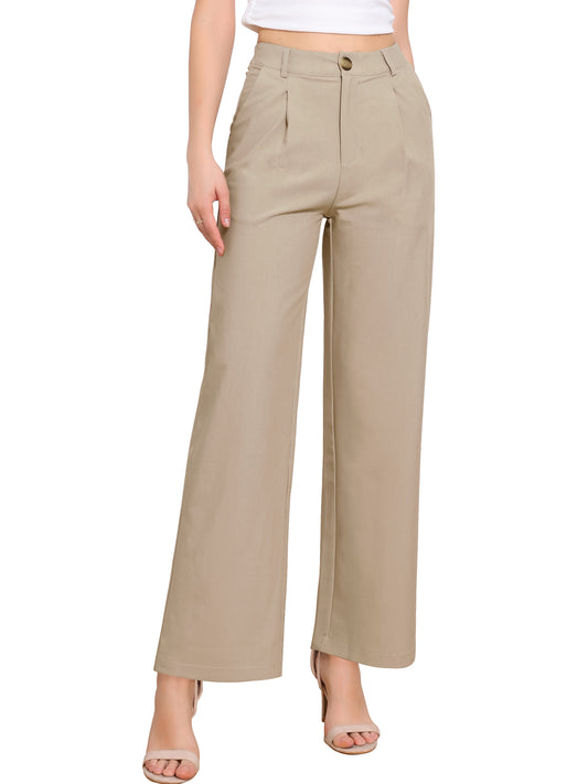 Pantalones de vestir de cintura alta para mujer, informales, de trabajo y pierna ancha