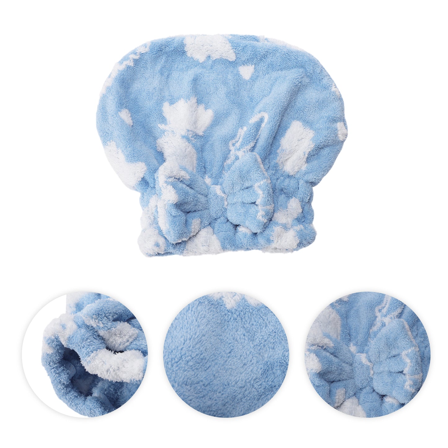 1 Pc Single Thick Butterfly Layer Head Towel Cap Hair Drying Towel Blue