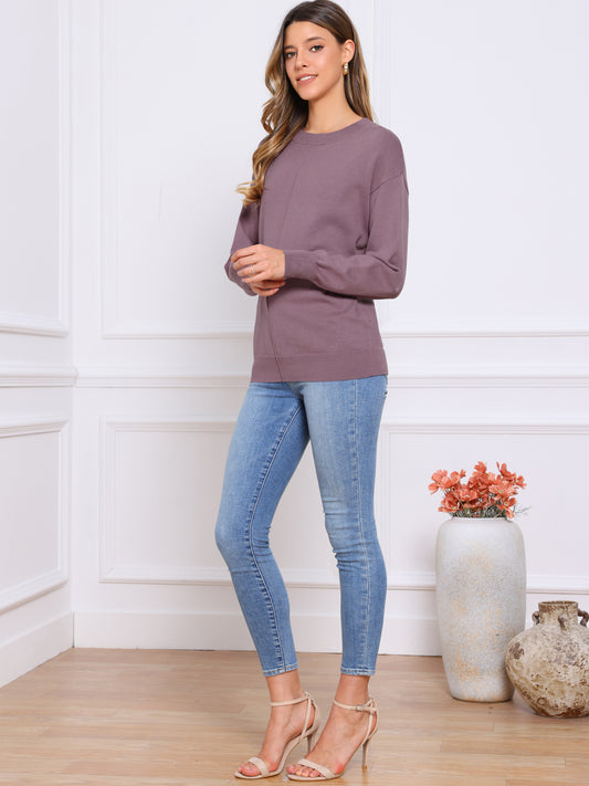 Women's Long Sleeve Classic Fall Basic Pullover Sweaters Crew Neck Knit Top