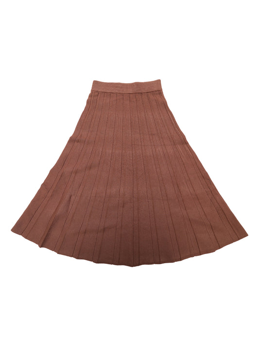 Women's Knit Pleated High Waist Stretchy A Line Midi Sweater Skirt