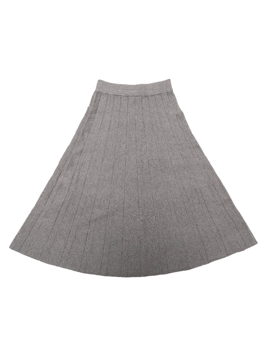 Women's Knit Pleated High Waist Stretchy A Line Midi Sweater Skirt