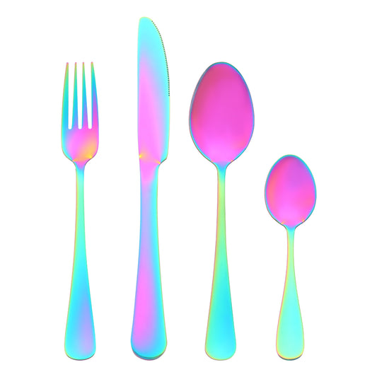 4 Pieces Silverware Set, Stainless Steel Flatware with Spoons and Forks Set