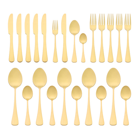 24 Pieces Silverware Set, Stainless Steel Flatware with Spoons and Forks Set