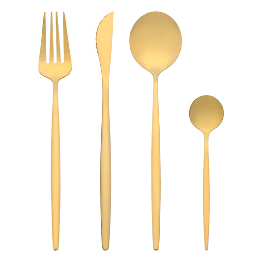 4 Pieces Flatware Set, Stainless Steel Silverware with Spoons and Forks Set