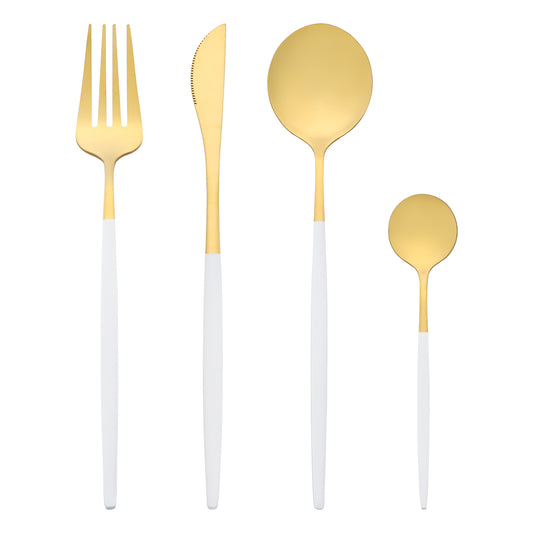 Juego de cubiertos de 4 piezas, cubiertos de acero inoxidable con cucharas y tenedores.