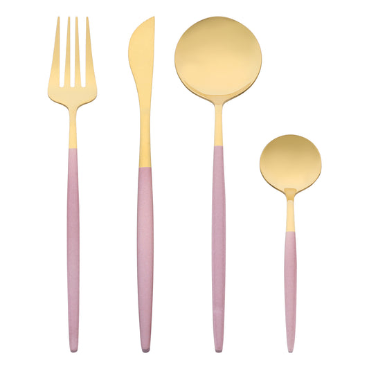 Juego de cubiertos de 4 piezas, cubiertos de acero inoxidable con cucharas y tenedores.