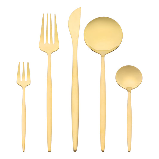Juego de cubiertos de acero inoxidable de 5 piezas, cubiertos con cuchillo, cucharas y tenedores