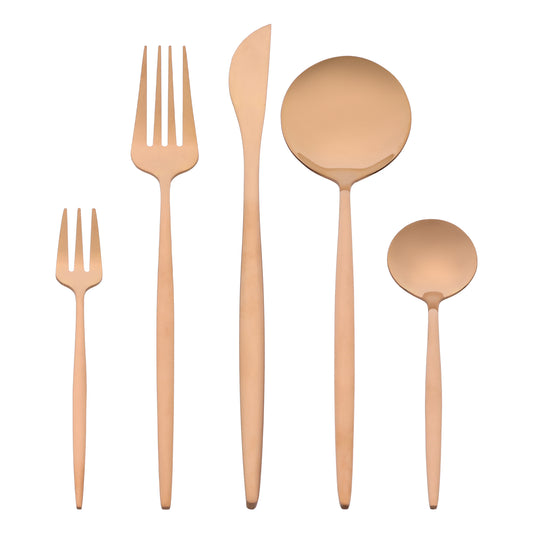 Juego de cubiertos de acero inoxidable de 5 piezas, cubiertos con cuchillo, cucharas y tenedores